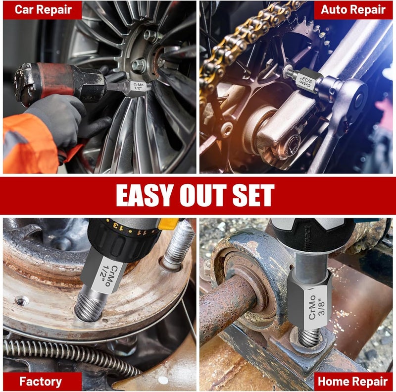 DUDDOO 27Pcs Upgrade Screw Extractor Set, Bolt Extractor Kit, Easy Out Bolt Extractor Set, Hex Head Multi-Spline for Removing Stripped, Rounded, Damaged, Broken Screws, Bolts, Studs - Image 5